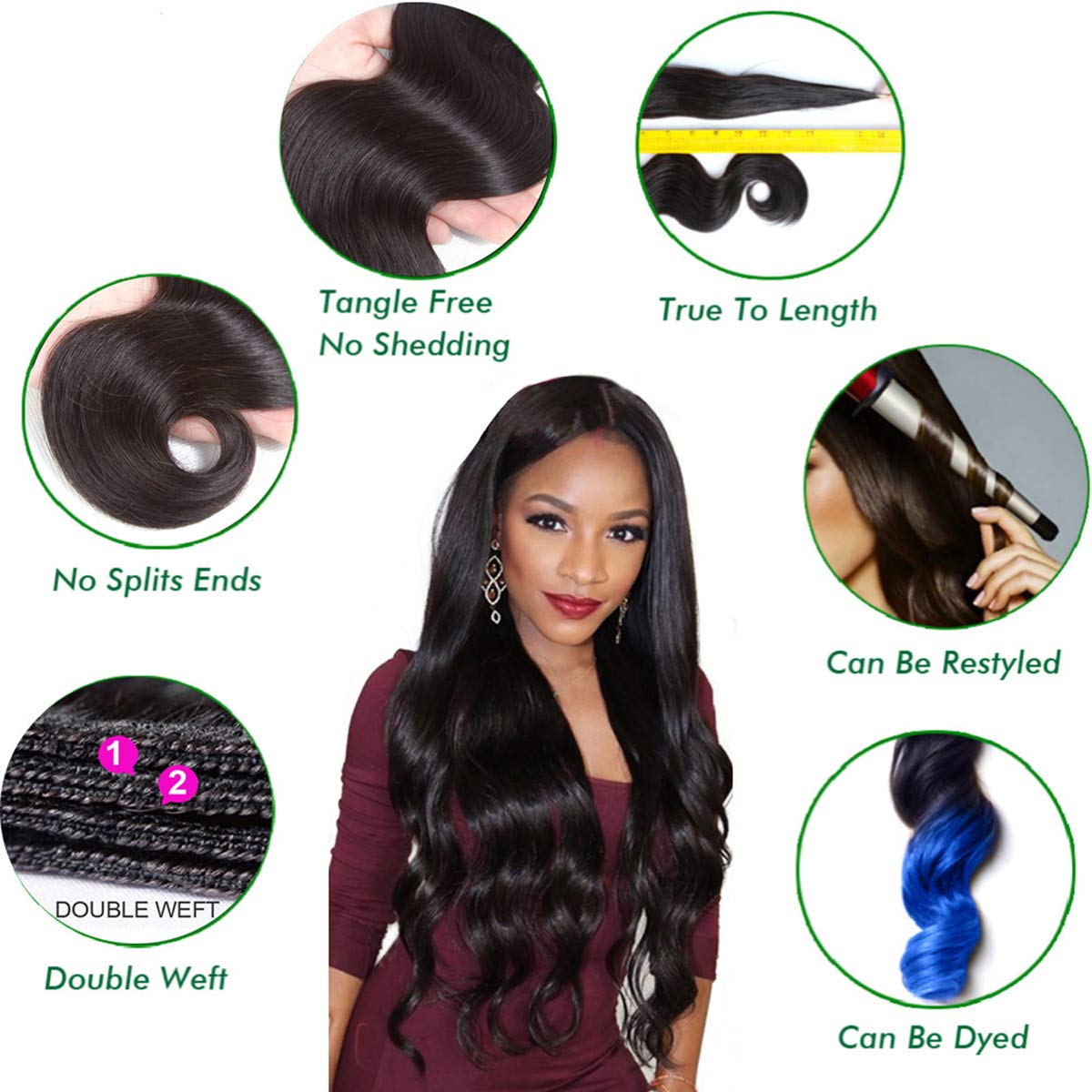 Beauhair Brazilian Body Wave Virgin Human Hair Bundles with Lace Closure(14 16 18 with14 Closure) Human Hair Unprocessed Body Wave Hair Bundles with Closure 4X4 Lace Free Part Natural Black Hair