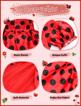 Ladybug Costume Lady Bug Costumes for Girls Halloween Costumes for Kids Toddler Costume Ladybug Dress Ladybird Dress Up for Birthday Christmas 7-8 Years