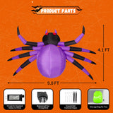 COMIN 9FT Halloween Inflatables Decorations Purple Spider Yard LEDs Decor