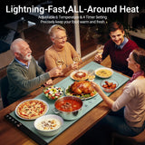 Warming Mat for Food - Full Surface Rapid Heating, Rollable & Portable Food Warmer Mat with 6 Temperature Settings and 1-4 Hours Adjustable Timer, Silicone Heating Mat for Party Buffet (Green-XXL)