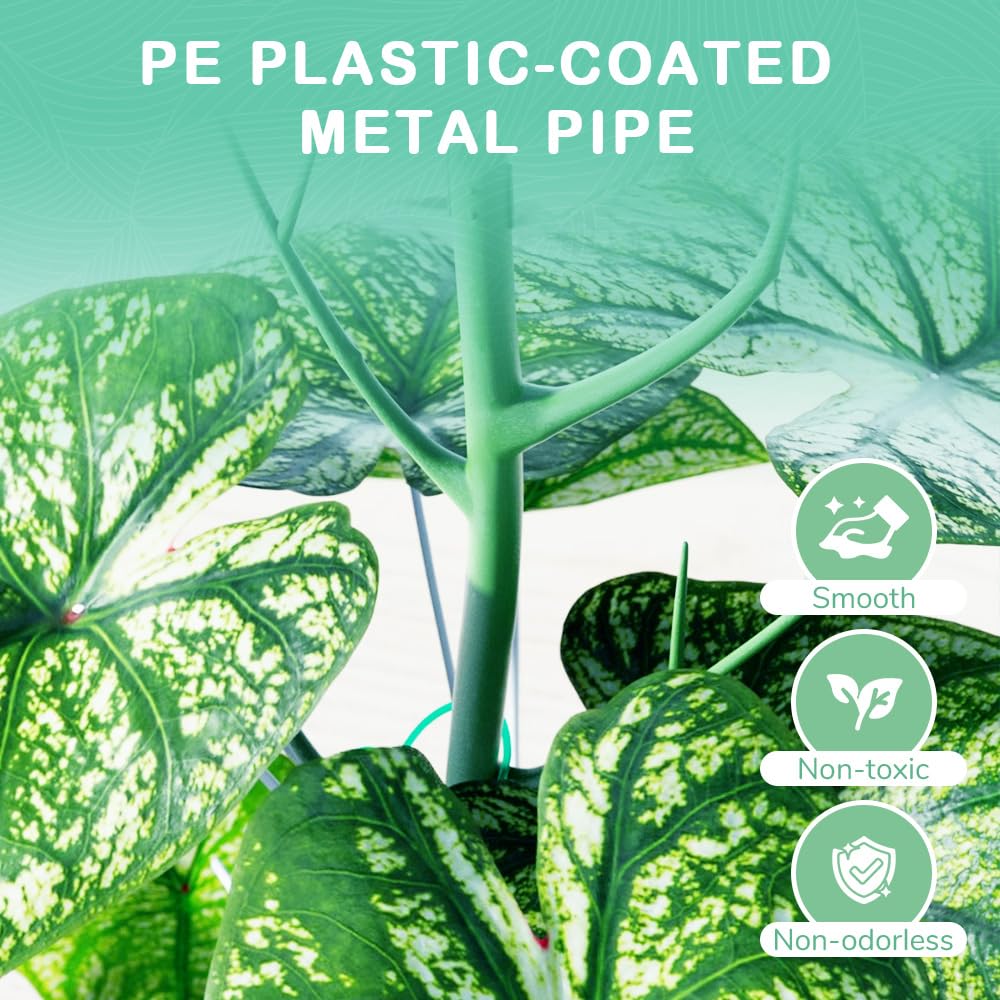 Plant Stakes Set, Stackable Monstera Plant Support, Garden Plant Support Stakes for Indoor Outdoor Plants, Climbing Structures Holder Stick Moss Pole for Support Tall Potted Plants (Green 5 Pack)