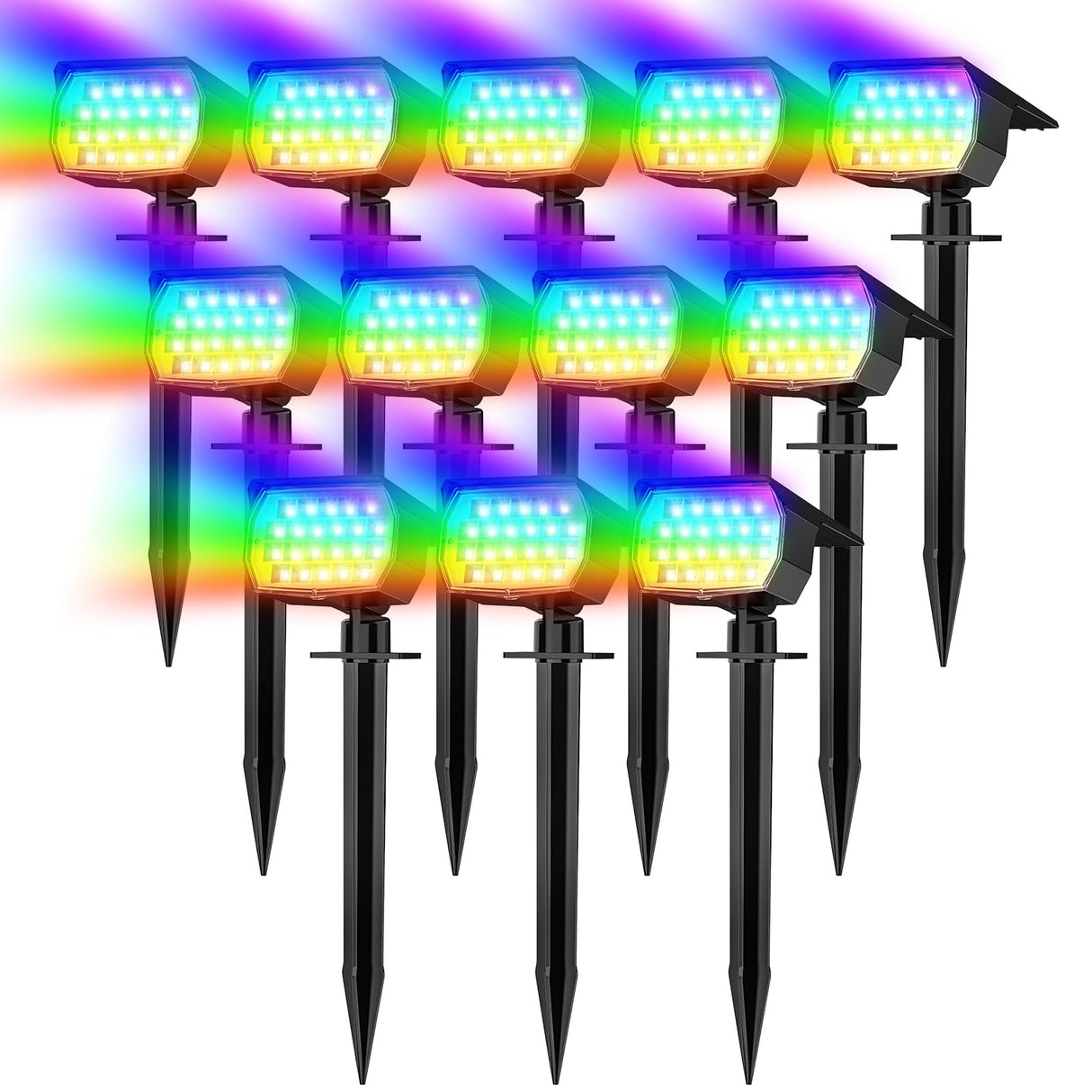 WENATY Solar Spot Lights Outdoor Color Changing, [7 Mode/12 Pack] Christmas Landscape Spotlights, Solar Light Outdoor Waterproof, Led Powered Flood Light for Outside Pathway Yard Garden Tree Halloween