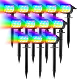 WENATY Solar Spot Lights Outdoor Color Changing, [7 Mode/12 Pack] Christmas Landscape Spotlights, Solar Light Outdoor Waterproof, Led Powered Flood Light for Outside Pathway Yard Garden Tree Halloween