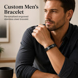 JUBOPE Custom Engraved Bracelets for Men,Adjustable Waterproof