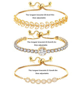Wovanoo Tennis Bracelet for Women Cubic Zirconia Bracelets Adjustable Slider Bracelets Gold