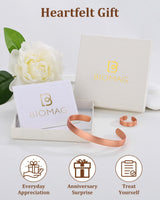 BioMag Pure Copper Bracelet & Ring for Men Women, Handmade Tibetan Style
