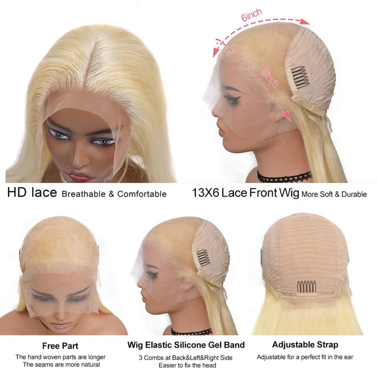 Alididi 613 13x6 Lace Front Wig Human Hair 200 Density 26Inch 613 Lace Front Wig Human Hair Blonde Wig Human Hair Straight Lace Frontal Wig Human Hair Pre Plucked With Baby Hair (613 Blonde Wig)