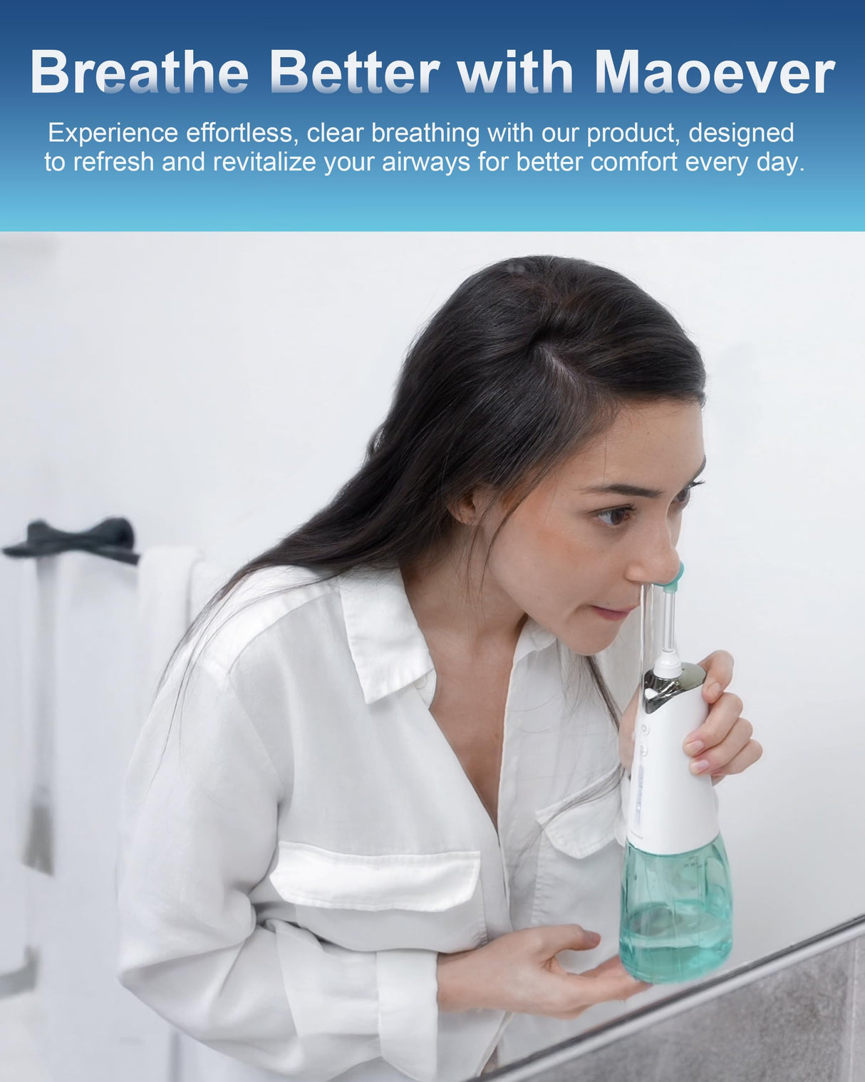 Sinus Cleaner Machine, Cordless Nasal Rinse Machine for Sinus Relief & Nasal Care, Electric Neti Pot Nasal Irrigation Sinus Rinse System Kit for Adult & Kid - Comes with 3 Tips