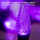 HLO Lighting Set of 25 Purple c9 Faceted LED Christmas Light Bulbs for Indoor & Outdoor Use | Durable Replacement Bulb