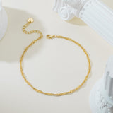 KYAYE 14K Gold Anklets for Women Gold Ankle Bracelet for Women Singapore Chain Mimics Gentle Ripples Singapore Ankle Bracelets for Womens