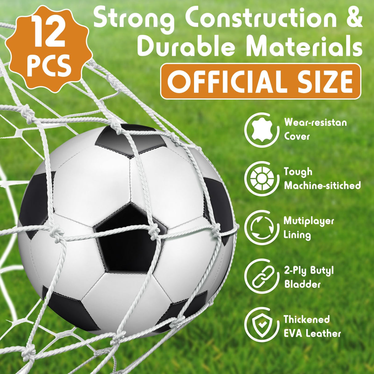 Glimin 12 Pack Operation Christmas Bulk Items Soccer Ball with Pump Needles, Official Size 3/4/5 Soccer Ball Deflated Gift for Christian Charity Donation Training Practice(Multicolor,Size 5,Cute)