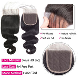 12A Human Hair Bundles with Closure 16 18 20 with 14 Inch Brazilian Body Wave Bundles Human Hair with Closure 100% Unprocessed Virgin Human Hair Weave 3 Bundles Deals with 4x4 HD Lace Closure