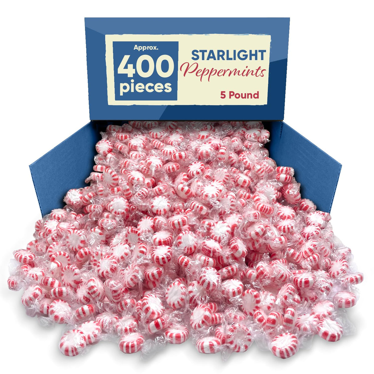 Starlight Peppermints Mints 5 Lb -Approx 400 Peppermint Candy Individually Wrapped - Thanksgiving Christmas Candy Mints