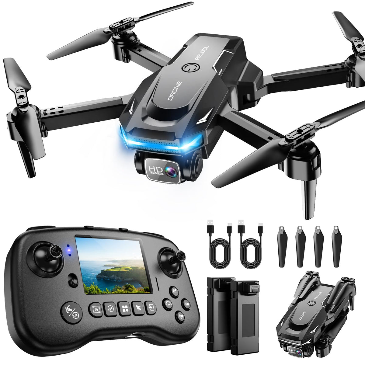 Drone with Camera, Screen on Controller Remote Control Quadcopter FPV Drone