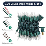 PREXTEX 300 Count Clear Christmas Tree Lights with Green Wire - 60 ft Warm White Twinkle Lights for Indoor or Outdoor Use - Holiday Fairy String Lights for Christmas Trees, Patios, and More
