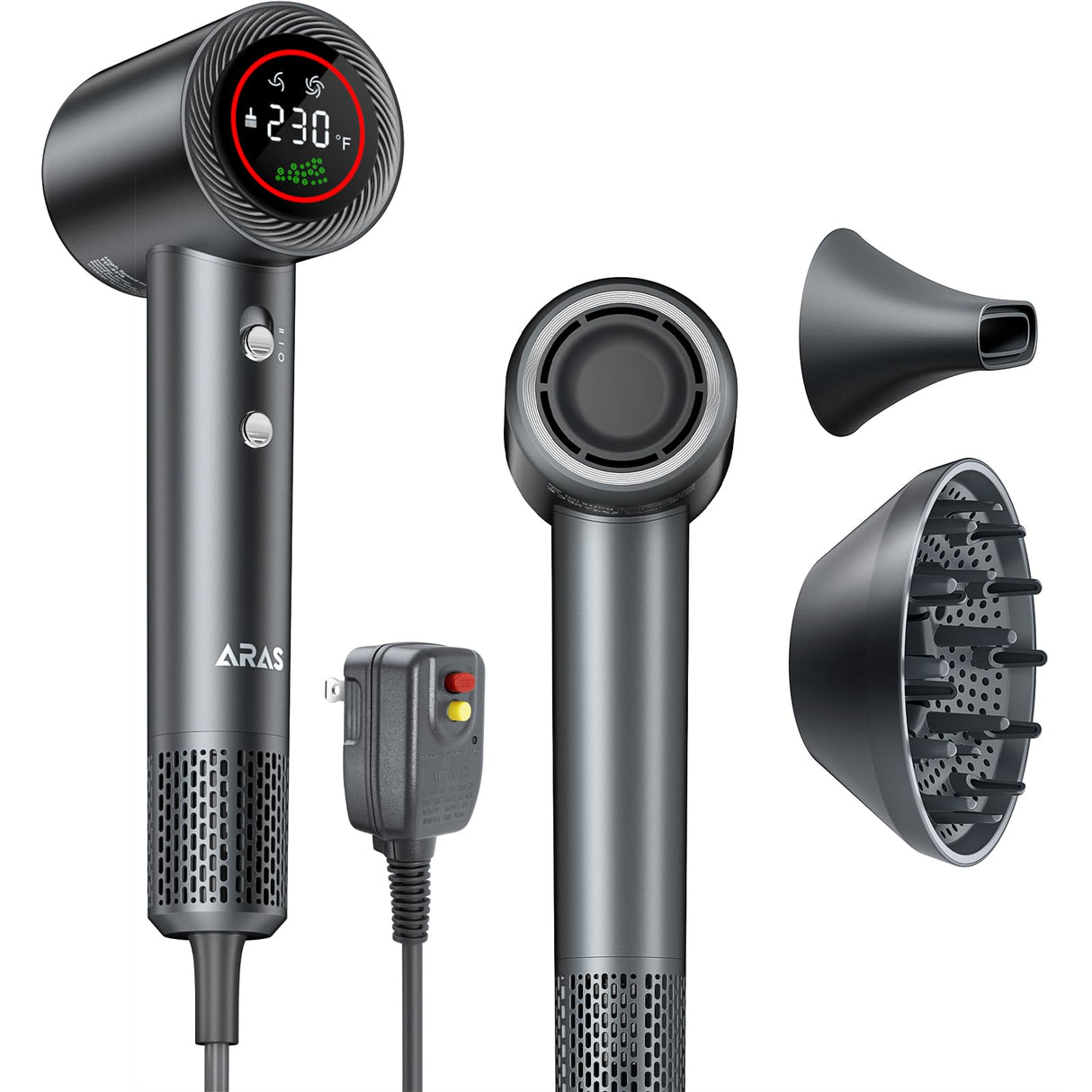 Hair Dryer, Negative Ionic Blow Dryer with 140, 000 RPM Professional High-Speed Blow Dryer, Brushless Motor for Fast Drying, Low Noise Thermo-Control Hairdryer with Magnetic Nozzle