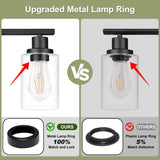Unicozin Modern Bathroom Light Fixtures, 4 Light Vanity Lights Over Mirror, Black Wall Lamp with Clear Glass for Living Room Cabinet Bedroom Porch