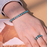 Montana West Women Silver Single Row Round Turquoise Open Cuff Bracelet