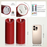 Raycare 8"x3" Outdoor Waterproof Flameless Candles with Remote and Timer, Battery Operated LED Electric Fake Pillar Candle for Valentine's Day, Home, Wedding Decor, Red, Set of 2