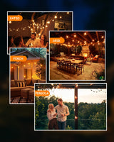 Svater Outdoor String Lights 200 FT, Patio Lights with 104 Shatterproof LED Bulbs, Commercial Grade Waterproof Plastic Hanging Light for Bistro Backyard Cafe Market, Warm White 2700K (2 X 100 FT)