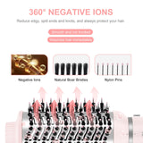 IG INGLAM 4 in 1 Blowout Hair Dryer Brush Set - Negative Ion Detachable Hair Dryer, Volumizer Styler with 2 Brush Heads, Pink