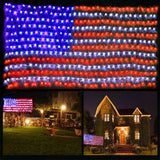 FUNIAO (New) American Flag Lights, 420 LED USA Flag, Outdoor Waterproof Patriotic Lights Hanging Ornaments for Memorial Day, 4th of July, Labor Day, Presidential Election, Christmas