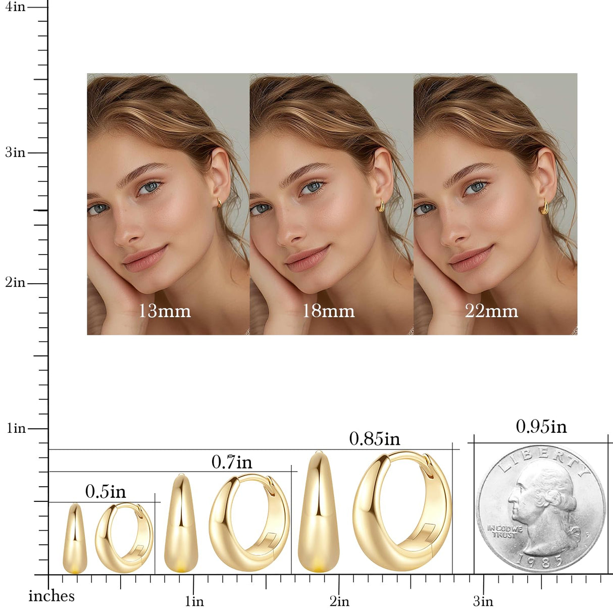 Degerde Gold Hoop Earrings for Women 14K Gold Earrings for Women