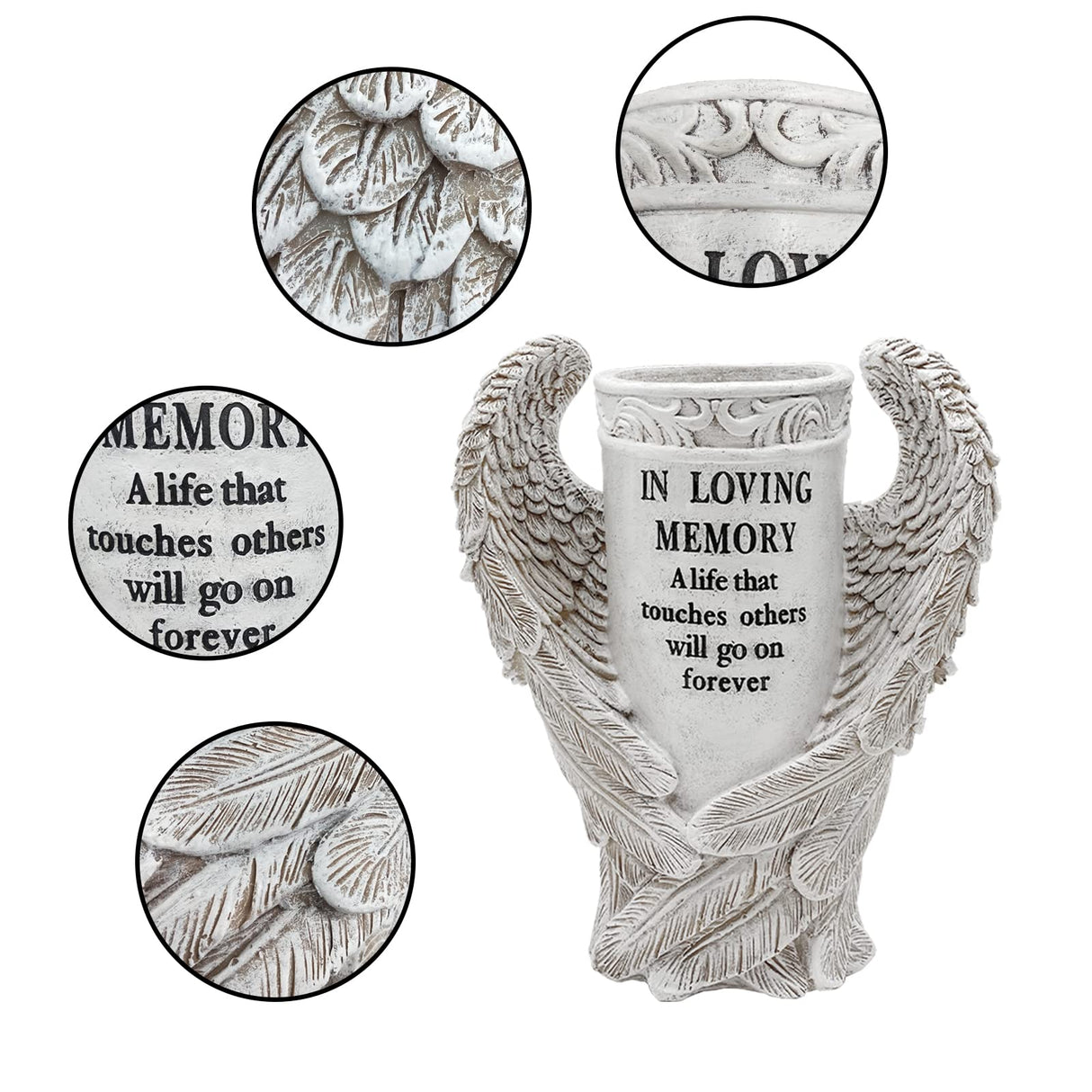 BAYN Grave Decorations for Cemetery, Angel Wings Vases with Spikes for Garden Decorations Waterproof Garden Statues Memorial Gifts for Loss of Loved One