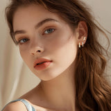 EATHAREEL Opal Earrings for Women, Dainty Opal Hoop Huggie Earrings, Hypoallergenic 14K Gold Earrings for Sensitive Ears, Christmas Gift for Her/Women