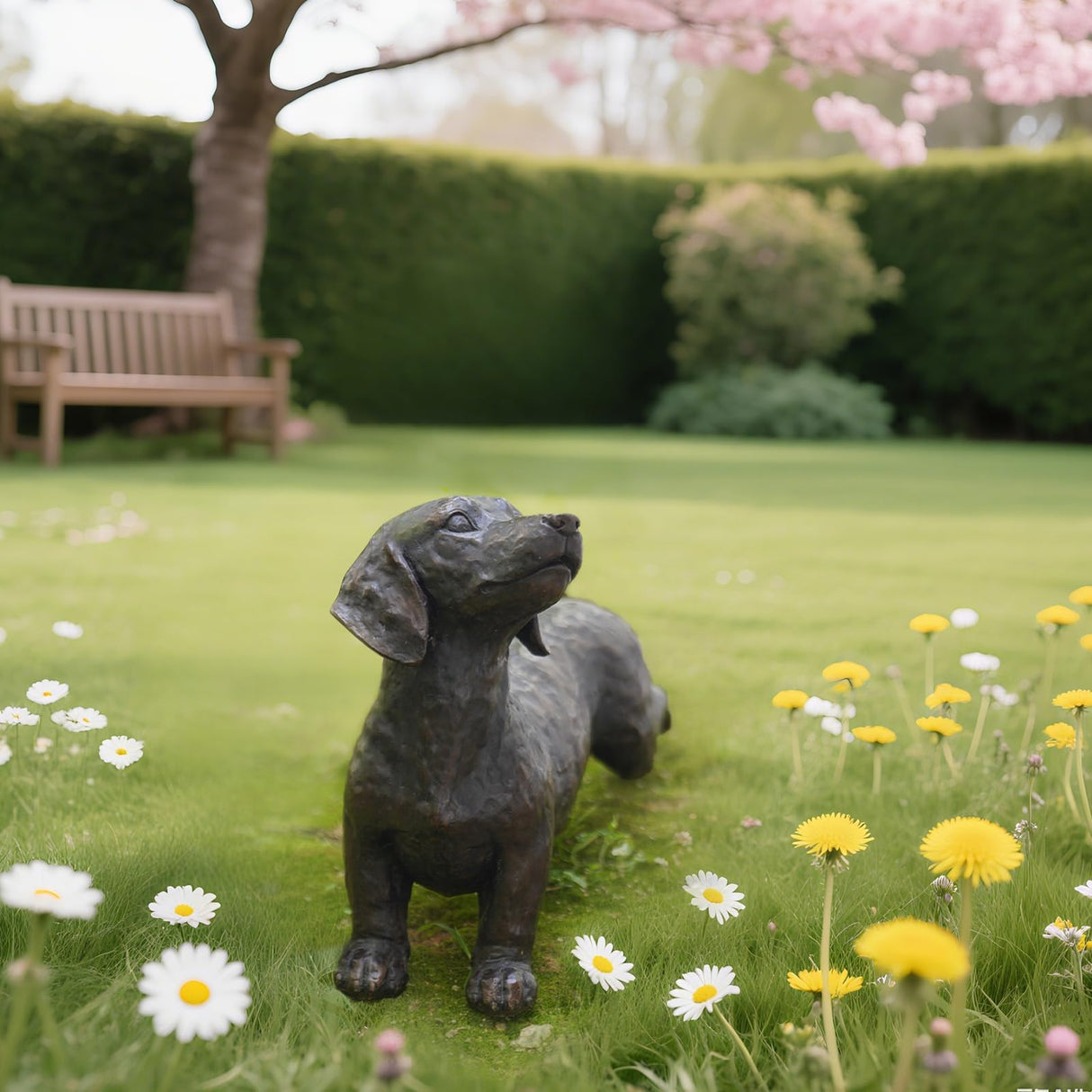 LC LCdecohome Dog Statues Outdoor Dachshund Décor - Wiener Dog Garden Statue Made of Resin Material Sausage Statue Dark Brown 12.75 * 4 * 8.5 inch for Patio Lawn Yard Porch Garden Gift Figurine