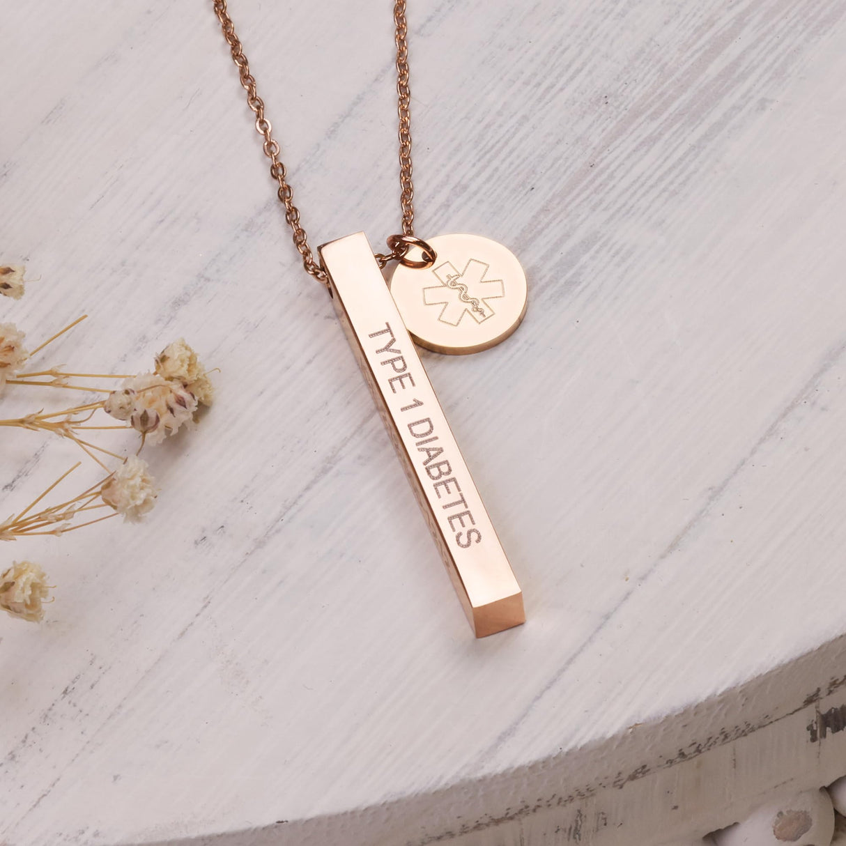 Medical Alert ID Necklace for Women, Custom Gold Medic Name Pendant Jewelry