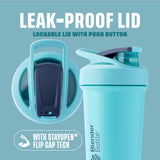 BlenderBottle Sport Sleek Insulated Stainless Steel Shaker Bottle with Wire Whisk, 25-Ounce, Seafoam – Protein Shakes & Hydration for Athletes & Fitness Enthusiasts, Easy Mixing, Slim Easy to Hold, Keeps Drinks Cold, Lockable Lid