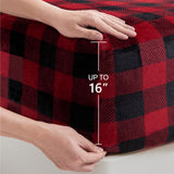 BEDELITE Flannel Sheets Queen Size Bed Set, Luxury Red and Black Plaid Christmas Bedding Set, Super Soft & Warm Fuzzy Fleece Sheets 4 Piece(Include Fitted Sheet, Flat Sheet, 2 Pillowcases)