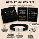 LIVLOKO LONDON Handcrafted Mens Braided Leather Bracelet for Men, Adjustable Stainless Steel Clasp Wrist Bracelet, Motivational Meaningful Personalized Gift for Him, Birthday Fathers Day Gift with Premium Gift Box, Black