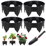 24PCS Planting Grow Rings with Shovel, Diameter Range 8.3-15.7in Adjustable Round Plant Support Garden Circle Ring for Watering Planting Edging Border Ring for Vegetables (24, Black)