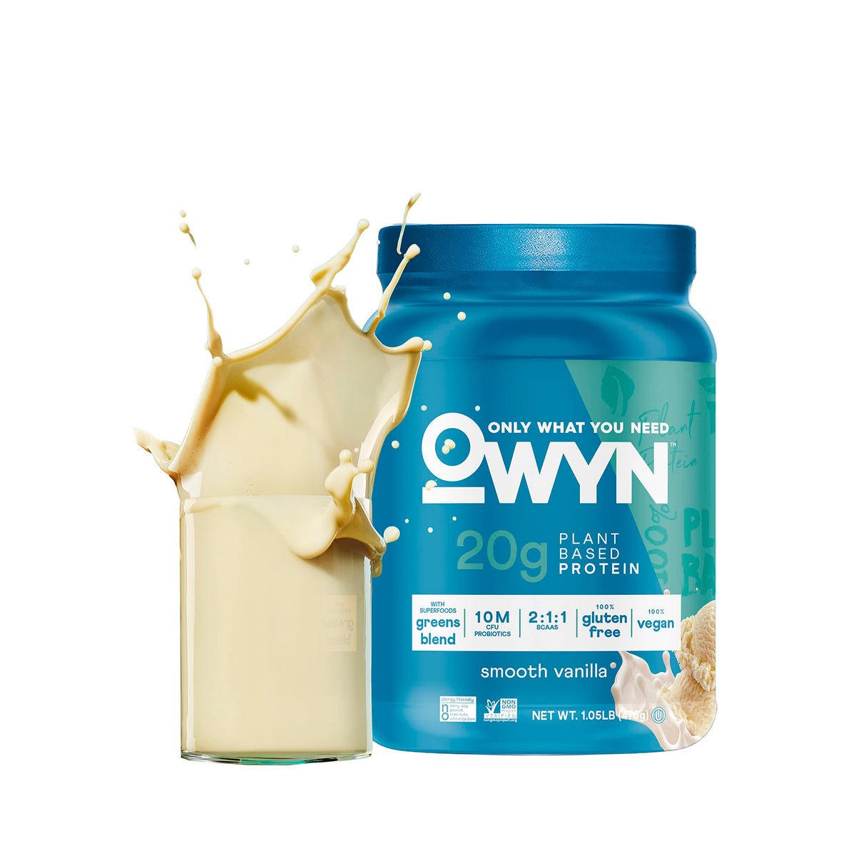 OWYN Only What You Need Plant-Based Protein Powder, Smooth Vanilla, 1.05 lbs