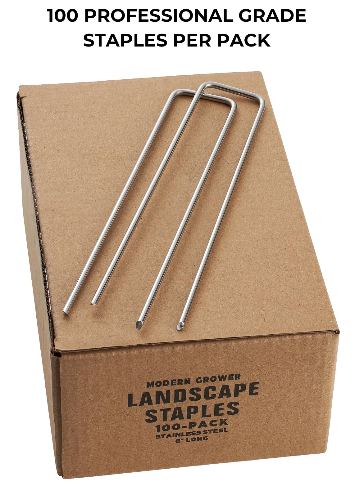Stainless Steel Landscape Garden Staples Pins, 6-inch, 11 Gauge, Unlike Imposters Won't Rust - Perfect for Landscape Fabric, Irrigation Lines - 100 Pack