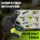 2 Packs 8.0Ah 18 Volt High Capacity Replacement for Ryobi 18V Battery 8000mAh, Compatible with Ryobi 18 Volt Lithium ion Battery P108 P107 P105 P104 P103 P102 Cordless Power Battery Tools (Yellow)