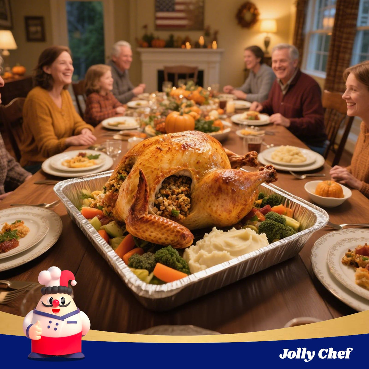 JOLLY CHEF 9x13 Aluminum Foil Pans (30 Pack) - Disposable Half Size Deep Steam Foil Pans for Roasting Turkey, Lasagna, Casseroles - Thanksgiving, Christmas, Parties, Catering