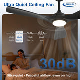 Depuley 52-Inch Ceiling Fan with Light: Black 3 Blade Outdoor Fans for Patios - Dimmable Indoor Fan with Remote Control Living Room Fandelier Ceiling Fans Ultra Quiet DC Motor Reversible 6 Speed Timer