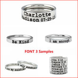 Love Statement Gifts Name Ring - Custom Text Stainless Steel Band Ring, Personalized Gift for Her & Him, for Valentines Day, Anniversary Birthday Graduation Christmas Bridesmaids Wedding