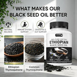 Purely Nutrient Ethiopian Black Seed Oil, Purely Ethiopian Black Seed Oil Capsules 4.64% Thymoquinone, Organic Cold Pressed Black Cumin Seed Oil Softgels, Non-GMO, Gluten-Free, 60 Softgels