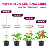Vcycal Waterproof Plant Light, 450W Outdoor Grow Lights, Full Spectrum LED Grow Light, Height Adjustable, Silent, Heat Dissipation, for Indoor Outdoor Plant Seedling Growing Blooming Fruiting