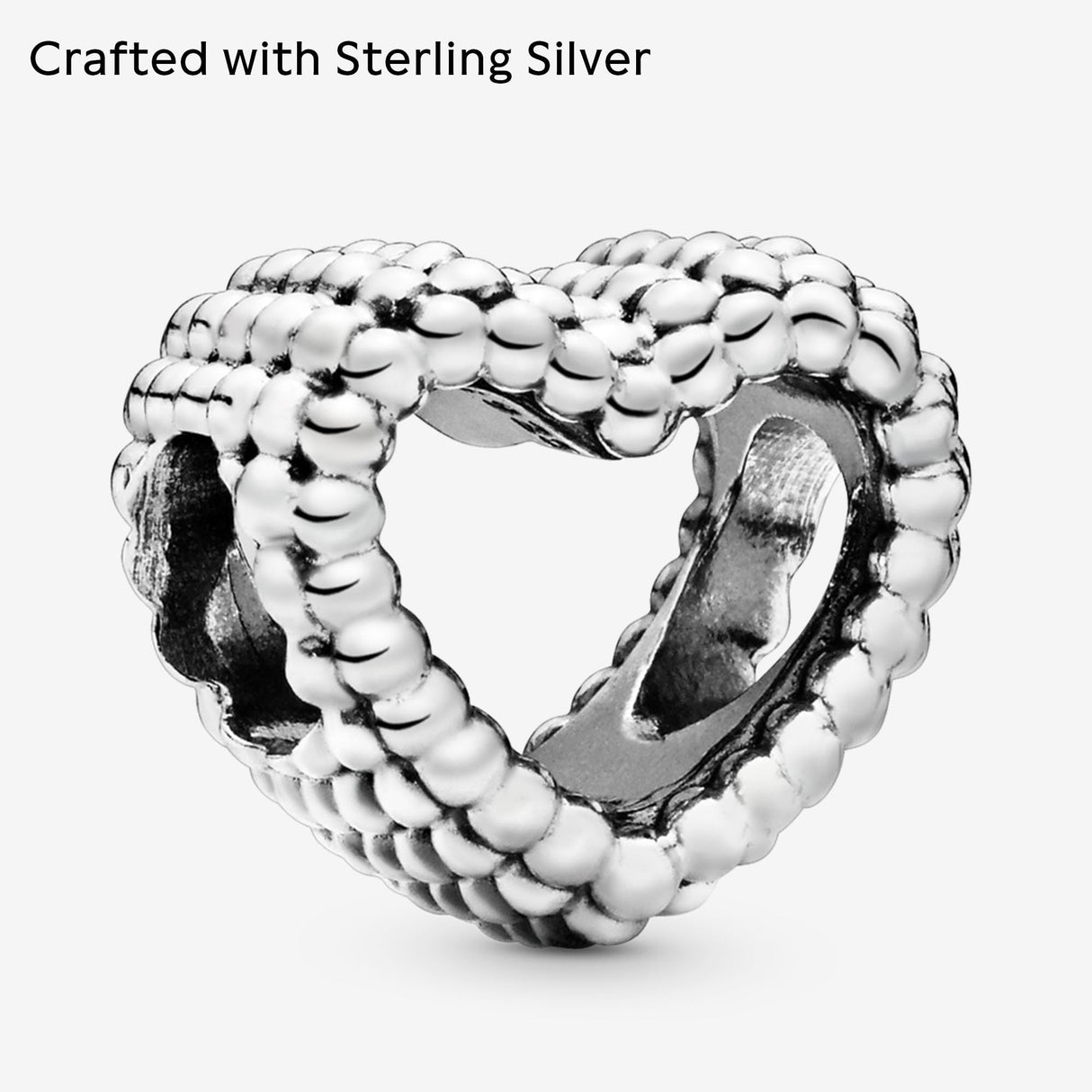 PANDORA Beaded Open Heart Charm - Compatible Moments Bracelets - Jewelry for Women - Gift for Women in Your Life - Made with Sterling Silver, No Gift Box