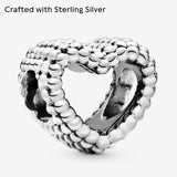 PANDORA Beaded Open Heart Charm - Compatible Moments Bracelets - Jewelry for Women - Gift for Women in Your Life - Made with Sterling Silver, No Gift Box