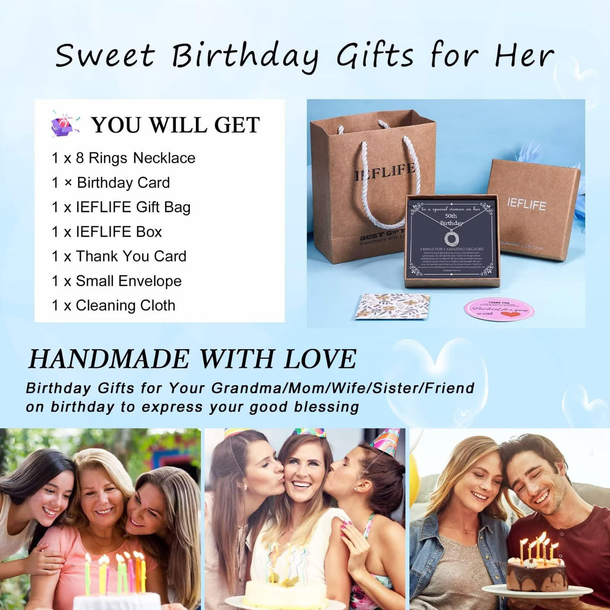 IEFLIFE 80th Birthday Gifts for Women - 80th Birthday Necklace for Women