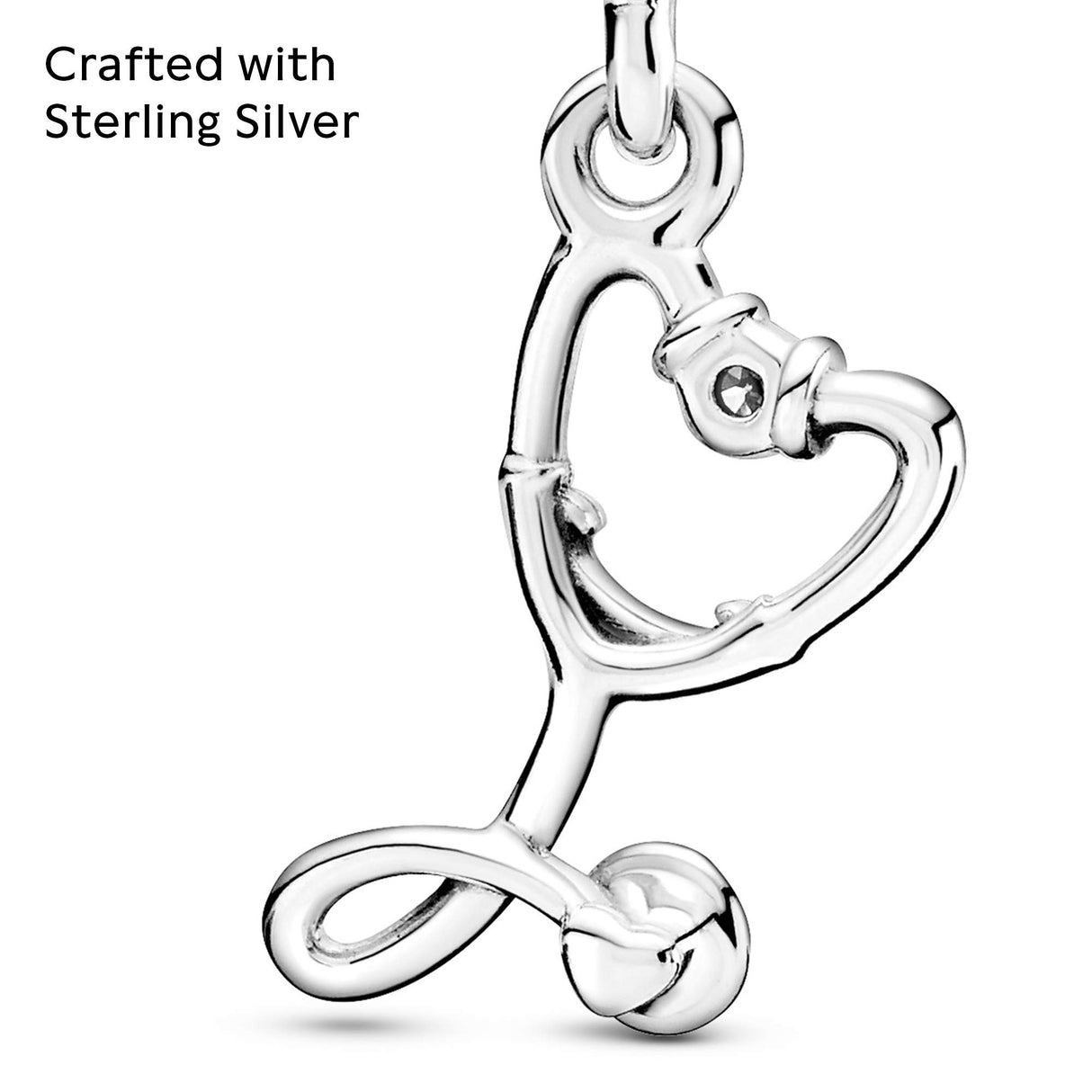 PANDORA Stethoscope Heart Dangle Charm - Compatible Moments - Gift for Her - Made with Sterling Silver & Cubic Zirconia - with Gift Box
