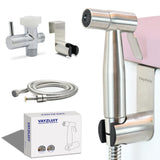 Vayzluiy Handheld Toilet Bidet Sprayer for Toilet-Adjustable Water Pressure Control with Bidet Hose for Feminine Wash, Stainless Steel Brushed Nickel Cloth Diaper for Baby Wash (Stainless Steel, 1)