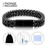 Abooxiu Urn Bracelet for Human Ashes - Stainless Steel Cremation Jewelry Keepsake Memorial Ash Holder for Men & Women - Black