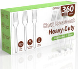360pc 7.1" Clear Plastic Forks Heavy Duty with Heat Resistant & BPA Free, Solid and Durable Plastic Cutlery, Premium Disposable Forks for Party Supply
